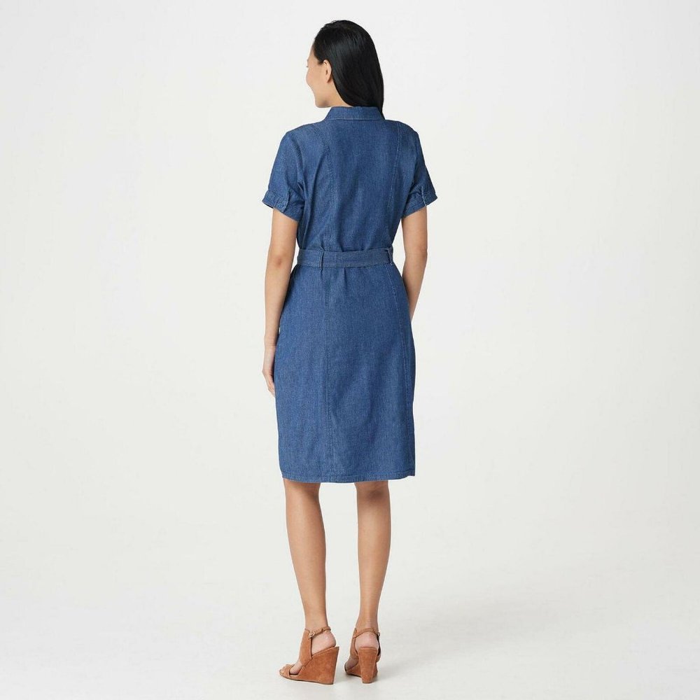 NWT Brooke Shields Denim Shirt Dress 4 Blue - Picture 2 of 7